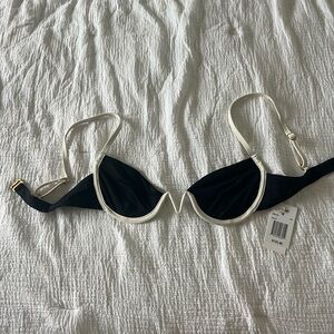 L*Space Black and Cream Nico Bikini Top